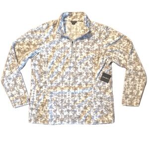 Eddie Bauer Women's XL Cream and Gray Quarter Zip NWT